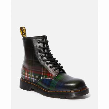 Dr Martens Férfi 1460 Tartan Bőr Lace Up Bakancs Piros / Zöld